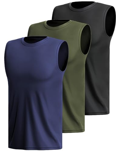 3 or 5 Pack Sports Tank Top Men's Sleeveless Shirt Fitness Underarm Shirt Quick-Drying Muscle Shirt Breathable Running Shirt Tank Top Gym Functional Shirt Sleeveless Sports Shirt Vests Multipack, L