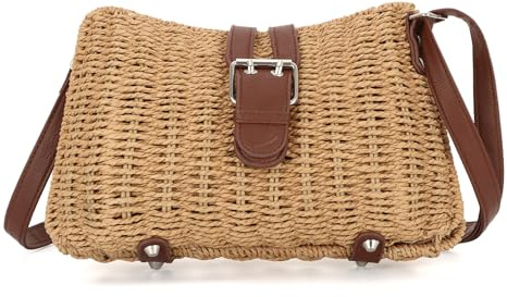Syrads Femmes Paille Embrayage Sac à bandoulière Sac à Main D’été Pour Vacances En Plein Air