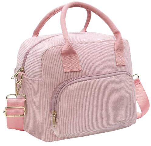 lifwimner Lonchera aislada para mujeres y hombres, 10 L, grande, de pana, suave, reutilizable, para el trabajo, picnic, playa, Pink, Casual