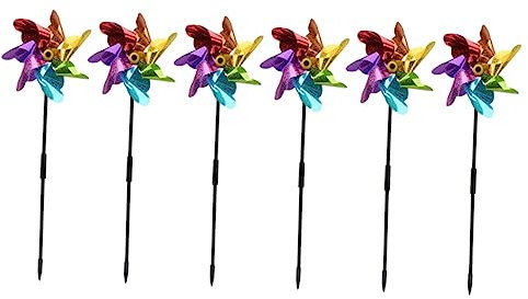 KONTONTY 6pièces à Vent pour Âge Préscolaire Décoratifs Rotatifs Extérieur Jouets De Décoration pour Jardin Et Pelouse