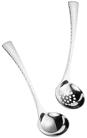 KICHOUSE 2pcs Stainless Steel Ladle Spoon Soup Ladle Serving Long Handle Cooking Utensil Kitchen Tools for Soup Serving