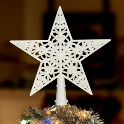 Weihnachtsbaumspitzen Stern, Stern Christbaumspitze, Baumspitze Weihnachten weiß, für Tannenbaum Tannenbaumspitze Weihnachtsbaum