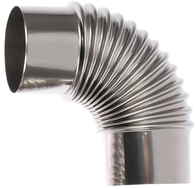 JNTFNE Tubo de codo de 90° para estufa de leña, Ø 110/Ø 120 mm, extensión resistente al calor, acero inoxidable/120 mm