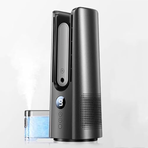 Enfriador de aire sin aspas con control remoto, 6 velocidades, oscilación de 180°, modo de niebla, tanque de 550 ml para oficina, habitación, camping