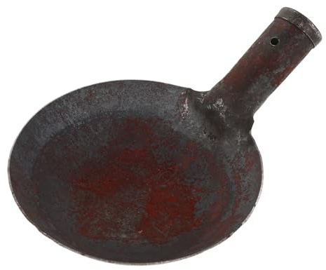 BAZEITFLOW Cucharón de Hierro Redondo Duradero para Limpieza de Drenajes y Tamizado de Tierra Pala Ligera Portátil para Arena Barro y Tareas Pesadas Jardinería y Playa