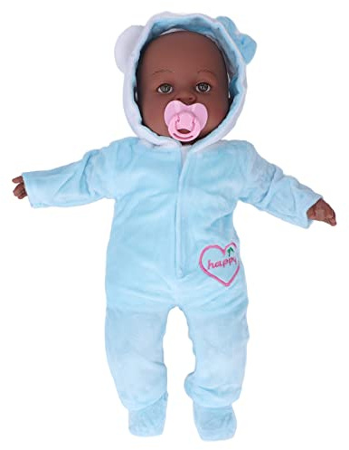 Segrehy Reborn Baby Doll Lebensechte Schwarze Haut 16 Zoll weiches realistische Neugeborene Puppe mit Schnuller für Kindergeburtstagsgeschenk