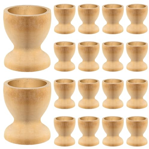 SAFIGLE Lot de 25 Coquetiers en Bois Brut 33 X 38 CM Supports à Œufs Individuels pour Pâques Accessoires de Bricolage et Décoration DIY pour Garçon et Filles