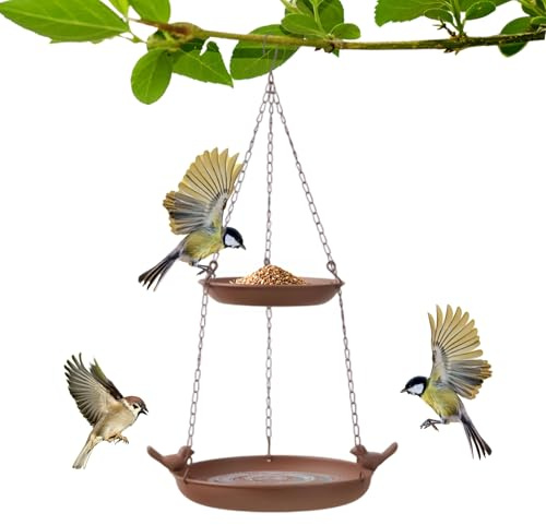 Mppchhn Baño para Aves de Exterior | Plato De Doble Capa para Pájaros - Bebedero para Colibríes Decorativo - para Exterior Jardín Trasero Ventana Césped Porche Terraza Jardín Balcón Patio