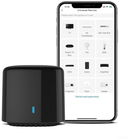Télécommande WiFi et infrarouge pour maison intelligente avec commande vocale, fonctionne pour Alexa et Google Assistant pour TV, climatiseur et plus encore, noir