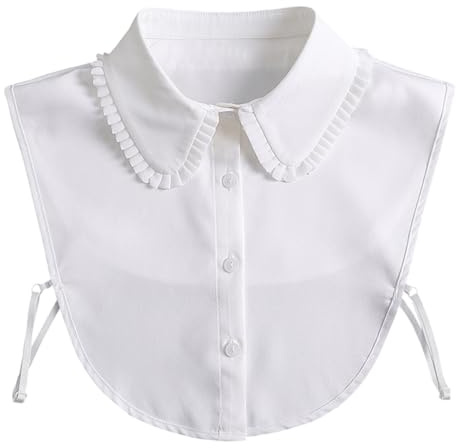 Faux Col en Mousseline Blanc Accessoire Chemisier, 1 Pièce pour Femmes | Chiffon Léger, Style Décoratif Charmant, pour Sweater et T Shirt, Fêtes et Réunions