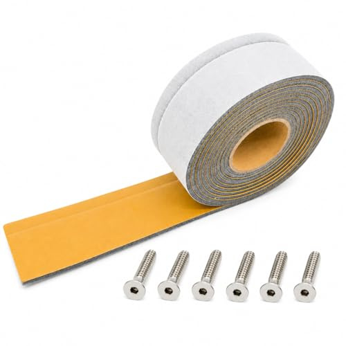 Joint mousse adhésif compatible VELUX – Bande d'étanchéité 44–54 mm, 3 m, sécable – cadres bois & PVC, génération « plaque grise » (jusqu'à 05/2013) – avec vis de clapet d'aération