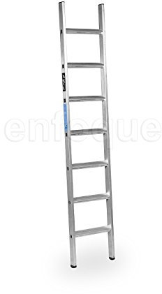 Escalera Industrial de Aluminio Apoyo Fija 7 peldaños Anchos Serie Peak