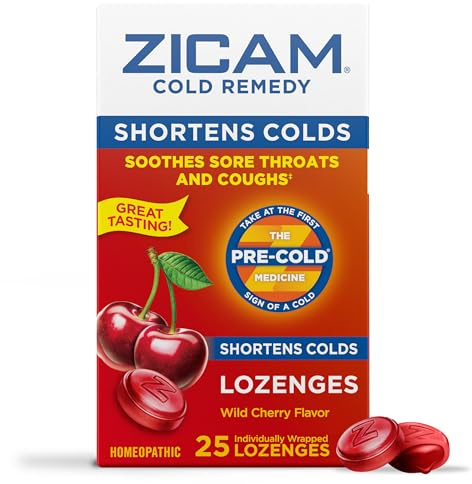Zicam Cold Remedy Zinc Cough Drops, Wild Cherry Flavor, 25 Count