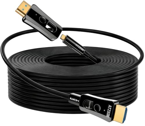 ATZEBE 15m HDMI Glasfaser Kabel 4K@60Hz, 18Gbps, abnehmbare Dual-Stecker | Optisches High Speed Kabel, YUV 4:4:4, HDR, verlustfrei, Zinklegierung – Ideal für Heimkino, Beamer & Installation