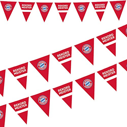amscan 9906516 FC Bayern Múnich - Banderín (400 x 19,5 cm, plástico, Guirnalda para Fiestas de Fans o de fútbol, decoración Colgante, decoración récord Maestro