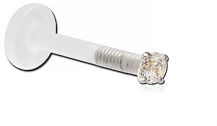 Inoki - Micro Labret BioFlex Circonita cúbica 1.5mm Diseño Oro Blanco 18k - Espesor 1.2 mm, Long. int. 7 mm, Elemento 1.5 mm