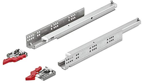 Gedotec Schubladenschienen Vollauszug 450 mm Unterflurführung mit Push-to-Open | Teleskopschienen Matrix Runner UM A30 | Schienen für Holz-Schubkästen | 1 Paar - Schubladen-Auszüge mit Kupplungen