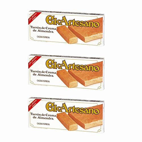 Lote 3 barras Turrón de crema de almendras 200 gr. Sin Azúcar - El Artesano