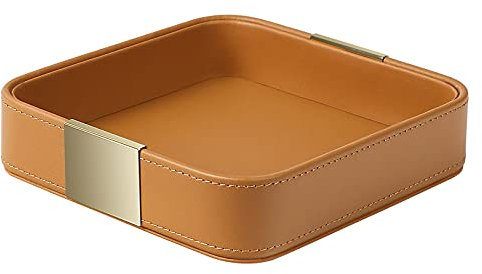 SANZIE Petit Plateau de Rangement décoratif en Cuir de Luxe pour Bureau, Table d'entrée, Bijoux, Montres, cosmétiques, clés, téléphone, Portefeuille, Accessoires de Maison et de Bureau (glissière en