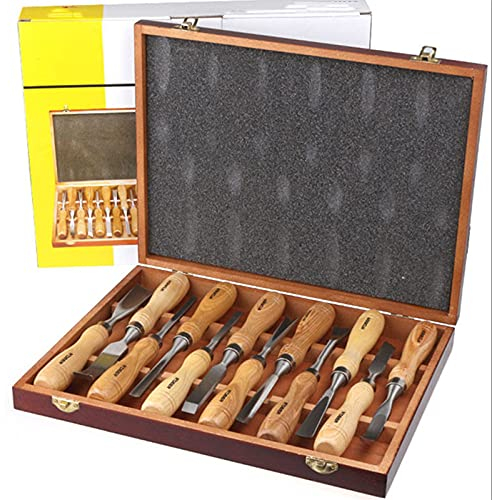 12-tlg. Holzschnitzer-Set Holzbearbeitungswerkzeuge Meißel-Kit Schnitzer Graving Knife In Box Meißel,wie abgebildet
