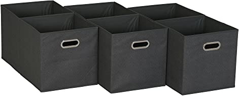 Household Essentials Black Cobblestone Set of 6 Open Fabric Cube Storage Bins, 11 x 11
