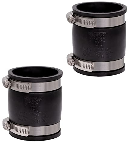 Fernco 2-Pack 1056-22 2-in. Flexible PVC Pipe Coupling for Cast Iron and Plastic Plumbing Connections in Black