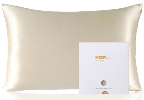 ZIMASILK Funda de Almohada 100% Seda de Morera, 80x80 cm, Beige