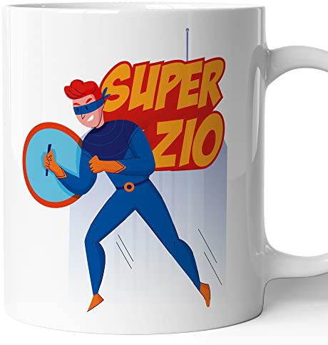 AL PRODUCTION Tazza Personalizzata in Ceramica con Stampa Supereroi - Idea Regalo Uomo Compleanno Divertente e Originale - Made in Italy (Super Zio)