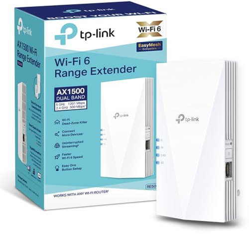 TP-Link RE500X V1 - Wi-Fi range extender - GigE - Wi-Fi 6-2.4 GHz, 5 GHz (Ricondizionato)