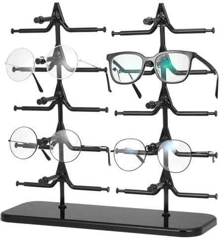 Housoutil Glasögonhållare glasögonstativ för flera glasögon solglasögon förvaring plast glasögonställ display rack för glasögon display organizer svart