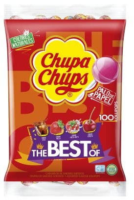 Chupa Chups Original Caramelo con Palo, de Sabores Variados, 100 x 12g