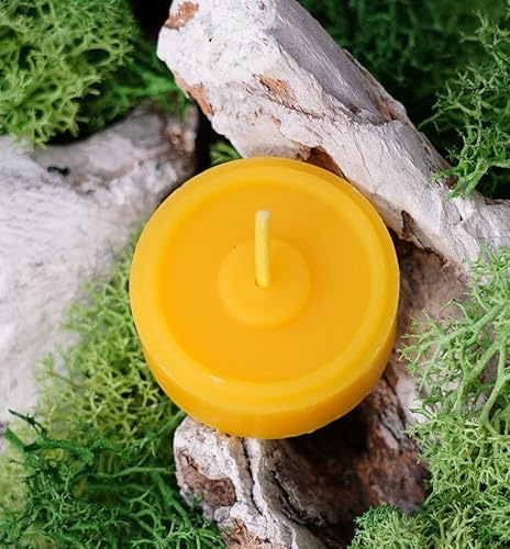 tea4chill 10 Stück Teelichter ohne Alu, ohne Hülle, Kerzen aus 100% Bienenwachs, Honigkerze, je 35x18mm, Bienenwachskerzen