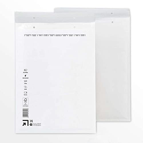 100 x Luftpolster Versandtaschen G/7 (245 x 350 mm) DIN A4+ C4 - Weiss selbstklebend weiß Luftpolsterversandtaschen Luftpolstertaschen Umschläge Polsterumschlag Taschen Luftpolsterumschläge