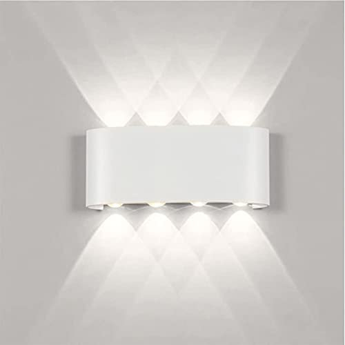 Neoglint Applique Murale LED, Lampe Murale Moderne 8 W, Applique Mural en Aluminium Étanche IP65, Adaptée pour Intérieur/Extérieur, Salle de Bain, Salon (Blanc-6500K)