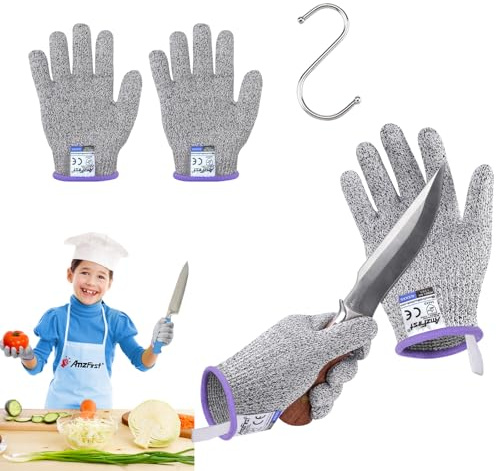 2 Paar Schnittschutzhandschuhe kinder 6 jahre, schnitzhandschuhe für kinder 4 jahre , lebensmittelecht, schnitthandschuhe küche 5 jahre, Gartenhandschuhe, (Geeignet für 4-6 Jährige), Größe 4/XXXS