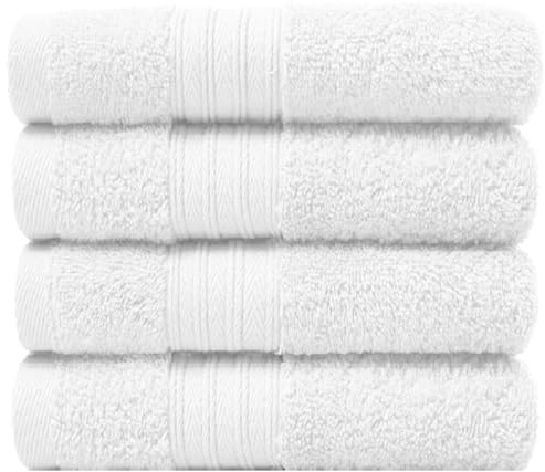 Diamond Tex 4x Luxury Face Cloth 100% Egyptian Cotton Super Soft & Fluffy Towels 800-GSM Washcloths (30x30cm) Multi Purpose (White)