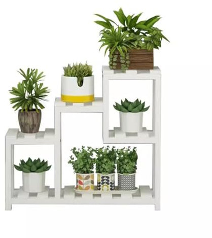 Estante de madera for flores de 4 niveles, soporte for plantas suculentas de madera, estante de exhibición de marco multifunción, estante de escalera for plantas, for patio, jardín, esquina, balcón, s