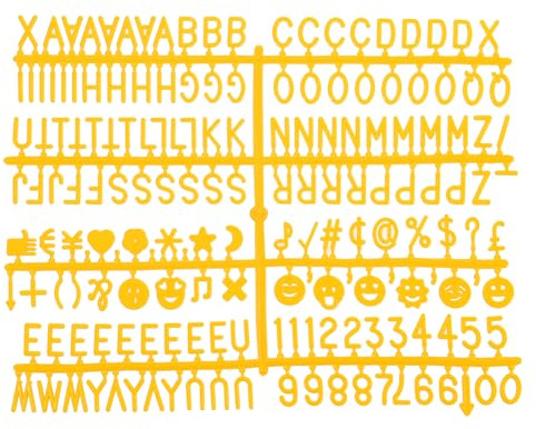 sourcing map Felt Board Letters, 680 Characters Yellow 3/4 Letters Numbers Symbols Changeable Plastic Message Boards Decor 4Pcs