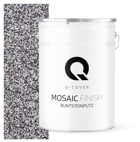 Q-COVER Buntsteinputz 25 Kg Dunkelgrau M41 Mosaikputz Sockelputz Dekorative Putz Innen & Außen Fassadenputz Fertigputz Edelputz Oberputz Kratzfest Wetterfest