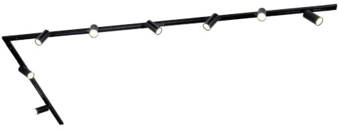 Ledvion Sistema di Binario 3m Monofase Nero 8 faretti senza lampadina GU10 | Per soggiorno cucina e sala da pranzo con luce orientabile