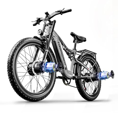 Shengmilo 𝐒𝟔𝟎𝟎 dubbel motor aluminiumram e-cykel, vridmoment 80 N x 2,26 tum, 3,0 fat däck elcykel, 840 WH batteri med avtagbart Li-Ion batteri och 7 växlar e-cykel män och e-bike kvinnor