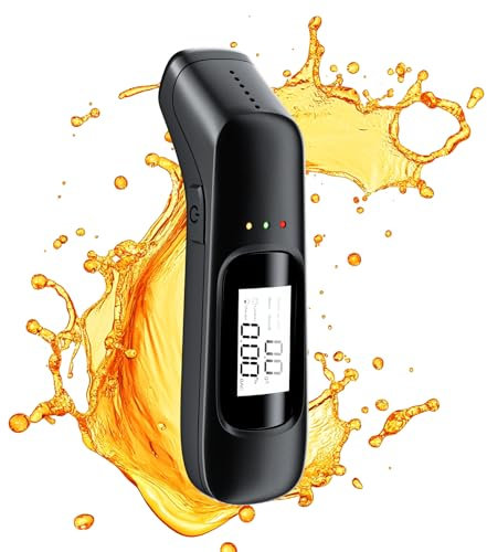 Alkoholtester Polizeigenau, Professioneller Alkoholtester mit digitaler LCD-Anzeige, Tragbarer Promillemessgerät mit USB-Akku, Kein Blasrohr Erforderlich für den Einsatz auf Partys