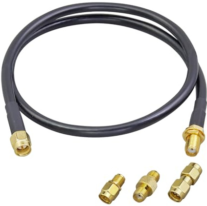 ACONRFTOL SMA Kit d'Extension RG58 Câble Coaxial 0.5M + 3pcs Adaptateur RF Coaxial à Connecteur de Câble Faible Perte pour WiFi SDR Device Antenna