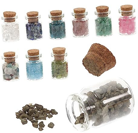 minkissy Mini Crystal Stones Chips Bottles 10 Pack Mini Travel Bottles Crystal Set for Wedding Home Decor
