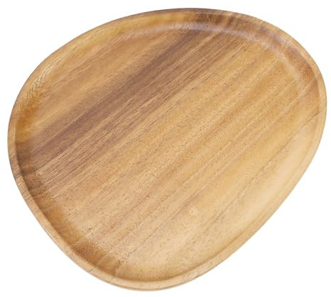 Assiette à Dîner en Bois de Noyer de Japonais, Assiette de Service Réutilisable pour Dessert, Collation aux Fruits (26CM*21CM)