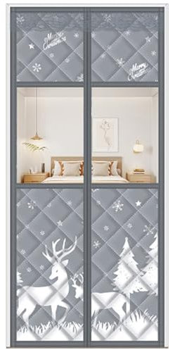 Magnetischer Wärmeschutzvorhang, Thermo Türvorhang Kälteschutz, mit Transparentem Fenster, Selbstschließend, Wasserdicht, Winddicht, für Balkontür Türen, Balkontür, Wohnzimmer