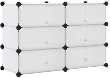 Wintem Regal mit 10 modularen Regalböden, 40 x 30 x 17 cm, transparent, matt, platzsparend, robust und praktisch für Jede Art von Organisation, robust und einfach zu montieren, Traglast 4,5 kg