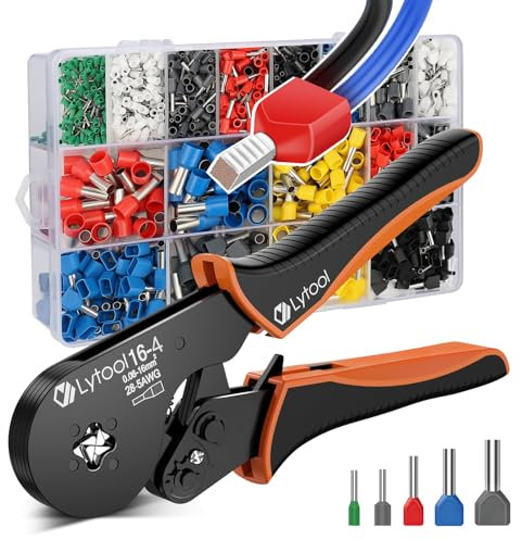 Lytool Pince-à-Sertir-0,08-16 mm² avec 1200 Cosses à Double-Fil,Outil de Sertissage de Virole de Fil pour Terminaux Câbles Manchons D'extrémité