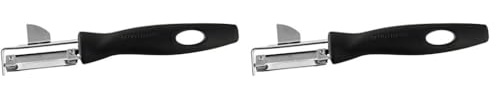 Fackelmann Universalschäler, Spargelschäler mit Klinge aus Edelstahl, Sparschäler für Obst und Gemüse (Farbe: Schwarz/Silber), Menge: 1 Stück (Packung mit 2)