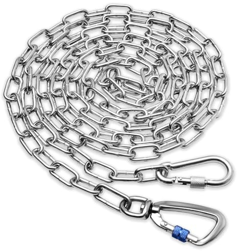 Heavy Duty Dog Chain for Yard-25FT Metal Chain Leash Chew Proof | Long Lead for Outside with Strong Swivel Hook,Outdoor Dog Runner for Camping,Tie Out Cable for Medium Large Pet up to 150LBS